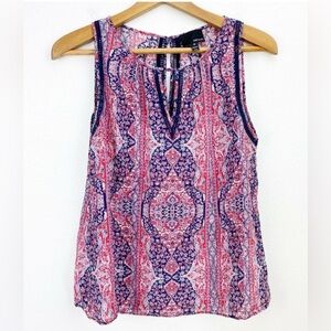 Greylin Pink and Blue Patterned Blouse Tank Top